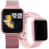 Relógio Feminino Smartwatcht P70 Rosa 2 Pulseira Completo -