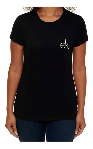 Polera Mujer Calvin Klein Negra Logo Ck