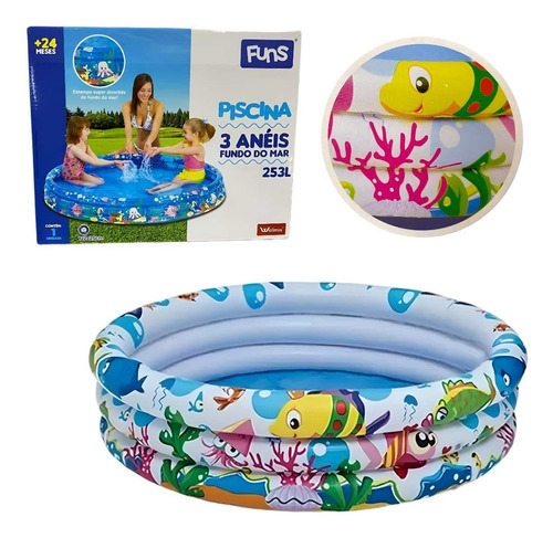 Piscina Infantil 180 Litros Colorida Criança Inflavel Top Cor Cinza