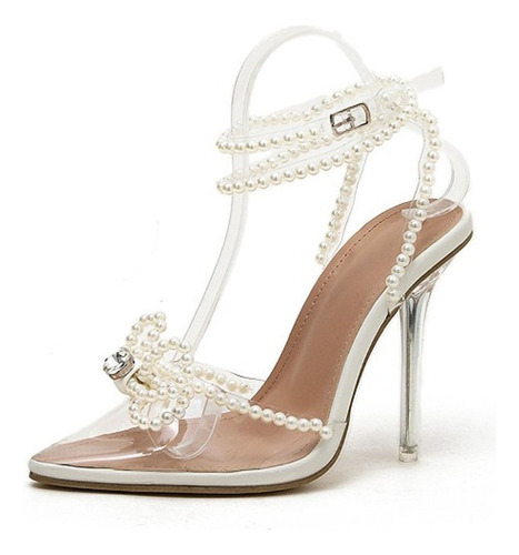 Sandalias Transparentes Sexy De Tacones Altos