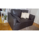 Sofá Cama Sillón Negro Cuero Ecológico + Funda