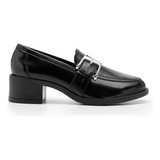 Mocasin Tacon Mujer Piel Negro Flexi - 119507