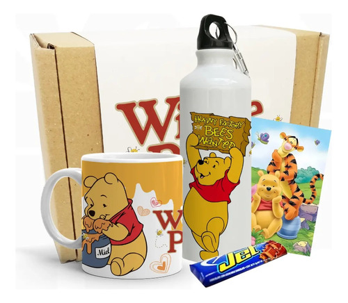 Caja De Regalo Winnie The Pooh Artesanal/ Mug/botella/tarjet