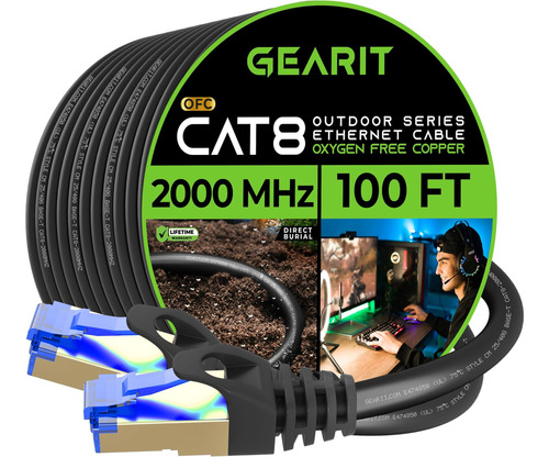 Gearit Cat8 Cable Ethernet Para Exteriores (100 Pies) A Prue