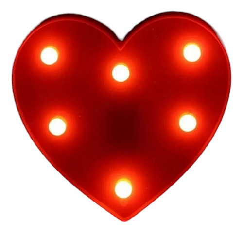 Lámpara Corazón Luz Led Roja Decorativa Día Amor Dormitorios