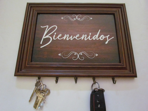 Cuadro Bienvenidos Perchero Colgador Pared Llaves Decoracion