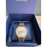 Reloj Swarovski Original Dorado Bisel Con Piedra Circonia