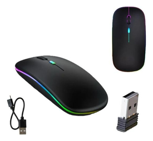 Mouse Sem Fio Recarregável Bluetooth Led Rgb Wirelles Usb