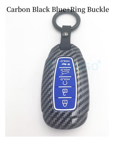 Carbon Case For Car Key For Hyund 5 Btn Black