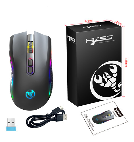 Ratón Inalámbrico Rgb De 2,4g Que Carga 8 Teclas