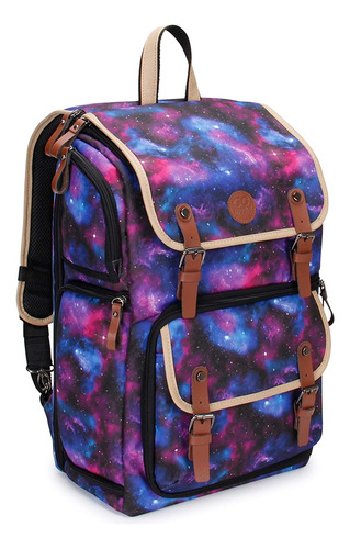 Mochila De Camara Dslr Diseno Galaxia + Bolsillo Laptop