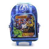 Mochila Escolar Avengers Marvel Iron Man Hulk Poder Carro Color Azul Diseño De La Tela Liso