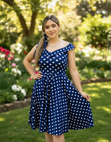 Vestido Poá Anos 60 E 80 Decote  V | Parcelamento sem juros