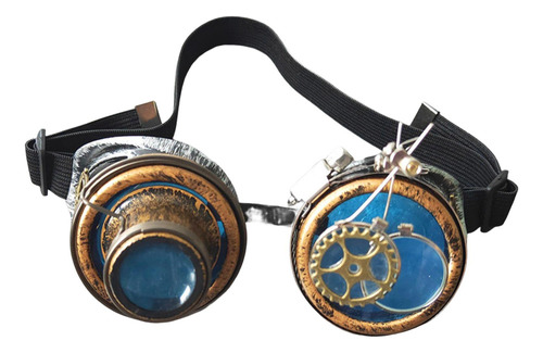 Gafas Moda Steampunk Photo Prop, Lentes Azules Cyberpunk