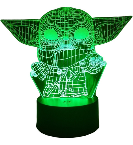 Grogu Star Wars Lampara 3d 7 Colores Led En Uno Baby Yoda 