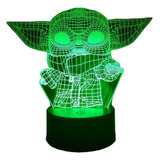Grogu Star Wars Lampara 3d 7 Colores Led En Uno Baby Yoda 