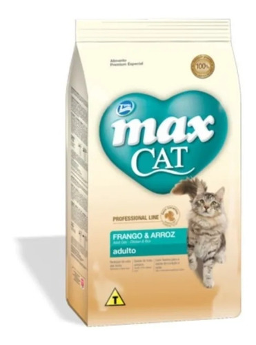 Max Cat Alimento Professional Line Para Gato Adulto Sabor Pollo Y Arroz En Bolsa De 10kg