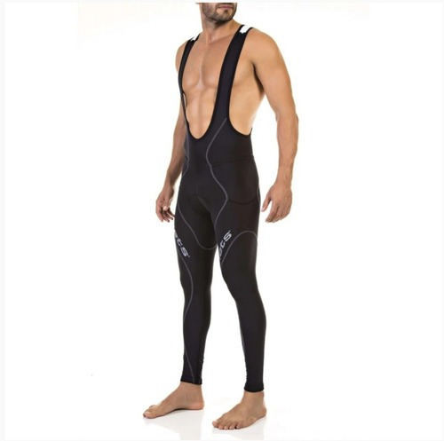 Calça Bretelle Ciclismo Masculina Flets Compressão Preta