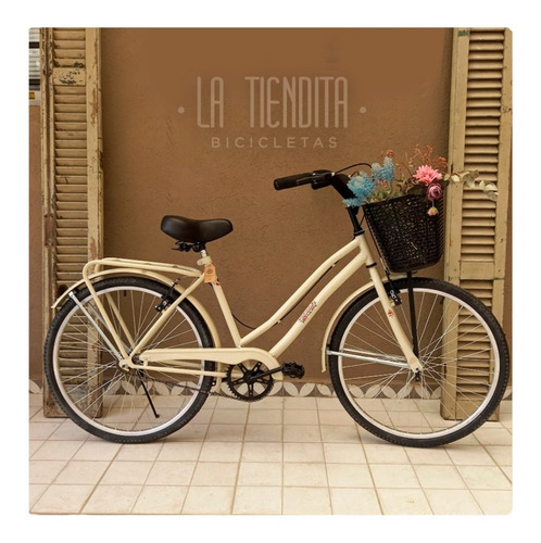 Bicicleta Paseo Femenina La Tiendita Paseo Full R26 Frenos V-brakes Color Beige Con Pie De Apoyo  