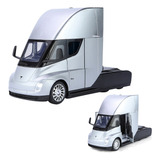 Tesla Semi Truck Head Miniatura Metal Coche Con Luz Y Sonido