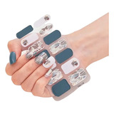 Set De 14 Stickers De Uñas Manicure Instantánea Azules