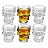 6 Copas Calavera Vaso Bedida Tragos Fiestas Halloween Licor 