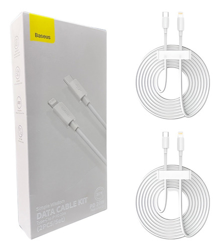 2 Cabo Carregador Baseus Tipo-c P/ Lightning 20w Para iPhone