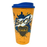 Vaso Tapa Cafe Plástico Mug Con Tapa Boca Juniors Xeneize Color Azul-amarillo