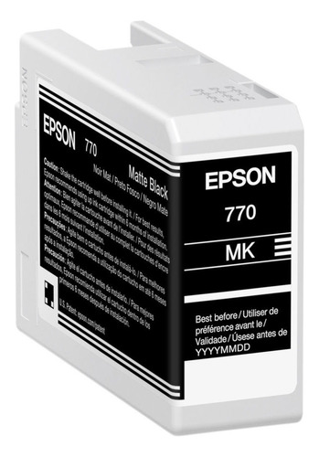 Tinta Epson Ultrachrome Pro10 T770 25ml Color Negro Mate