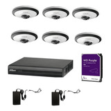 Kit 6 Camaras Dahua Fisheye 5mp  Dvr 16ch 4tb