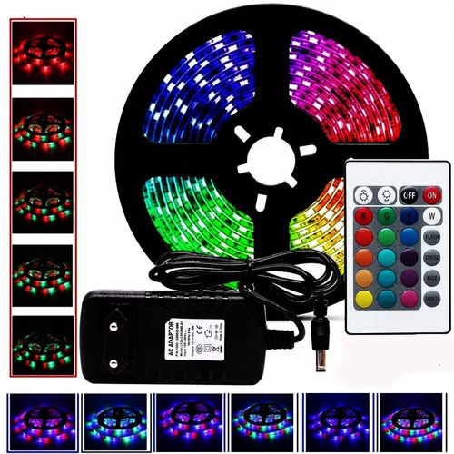 Cinta Led Rgb 5050 Multicolor Con Control Y Adaptador