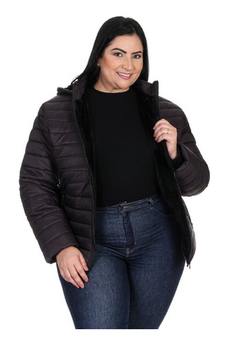 Jaqueta Feminina Plus Size G10 Puffer Forrada Inverno Moto 