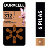 Pila Para Audífonos Duracell Tamaño 312 X6 Unidades