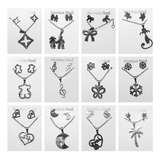 12 Sets Juego Collar Y Aretes De Acero Inoxidable Mayoreo