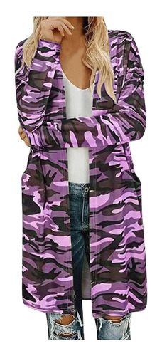 E1 Blusa Mujer Camuflaje Costuras Estampado Abrigo Ca 5093