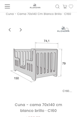 Cuna- Cama De Transición Marca Alondra + Colchón