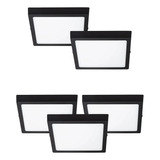 Pack 5 Panel Led Sobrepuesto Cuadrado Negro Pro 24w Neutro