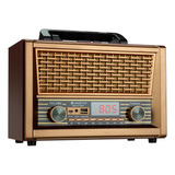 Radio Retro Fm Am Sw Com Bluetooth Bateria Interna Digital