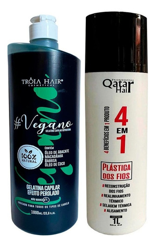 Tróia Hair Semi Definitiva Vegano + Selagem Qatar Hair 2x1l