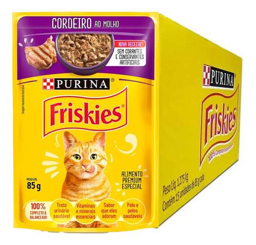 1 Cx Friskies Ao Molho Para Gato Adulto Sabor Cordeiro 15