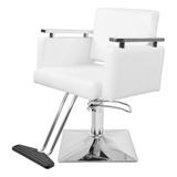 Sillon Silla Barberia Estetica Cuadrada 360° Moderna Color Blanco Tipo De Respaldo Fijo