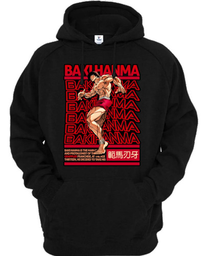 Sudadera Negra Hanma-baki 13 Champion Anime