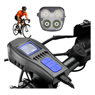 Lámpara y Velocímetro Bicicleta LED 5000 Lumens USB Claxon Negro | Meses sin interés