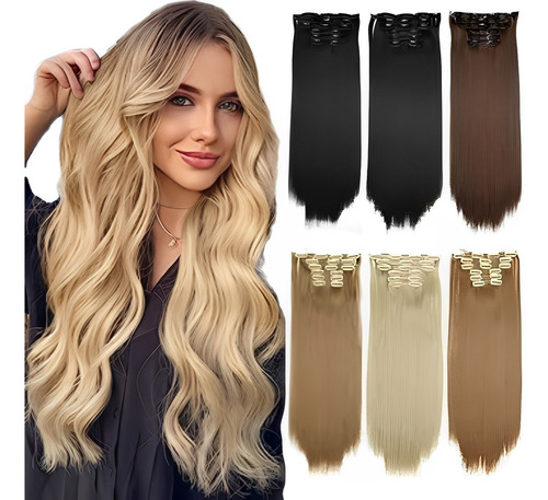 Extensiones Cortinas Lacio Cabello Natural Con Clip 6 Piezas