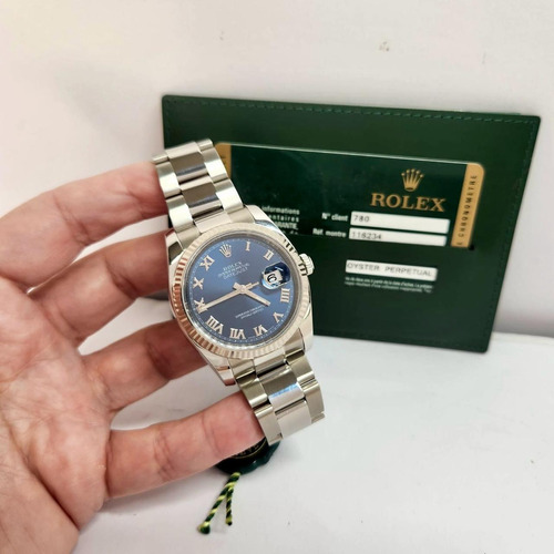 Rolex Datejust 36mm Ouro Branco & Aço Blue Dial Automático