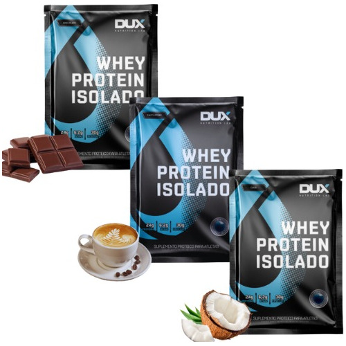 Kit Dux Whey Protein Isolado Sache Sabor Choc Coco Capp