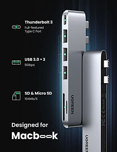 Adaptador Usb C Para Macbook Con Thunderbolt 3 3 Puertos Usb