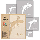 5 Pcs Reusable Plastic Stencils Gecko Lizard Reptile 13...