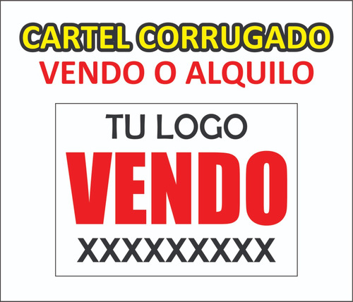 Pack 50 Carteles Inmobiliario En Corrugado Plast. 100x70cm