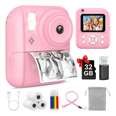 Camara Digital HD para Niños Juguete Fotografía y Video 32G SD Tarjeta Incluida Color Rosa Claro Regalo ( Ideal para Niñas y Niños Cámara Infantil Resistente Fácil de Usar) | Meses sin interés